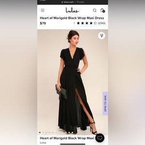 Lulu’s Heart of Gold Marigold Wrap Dress Black NWT